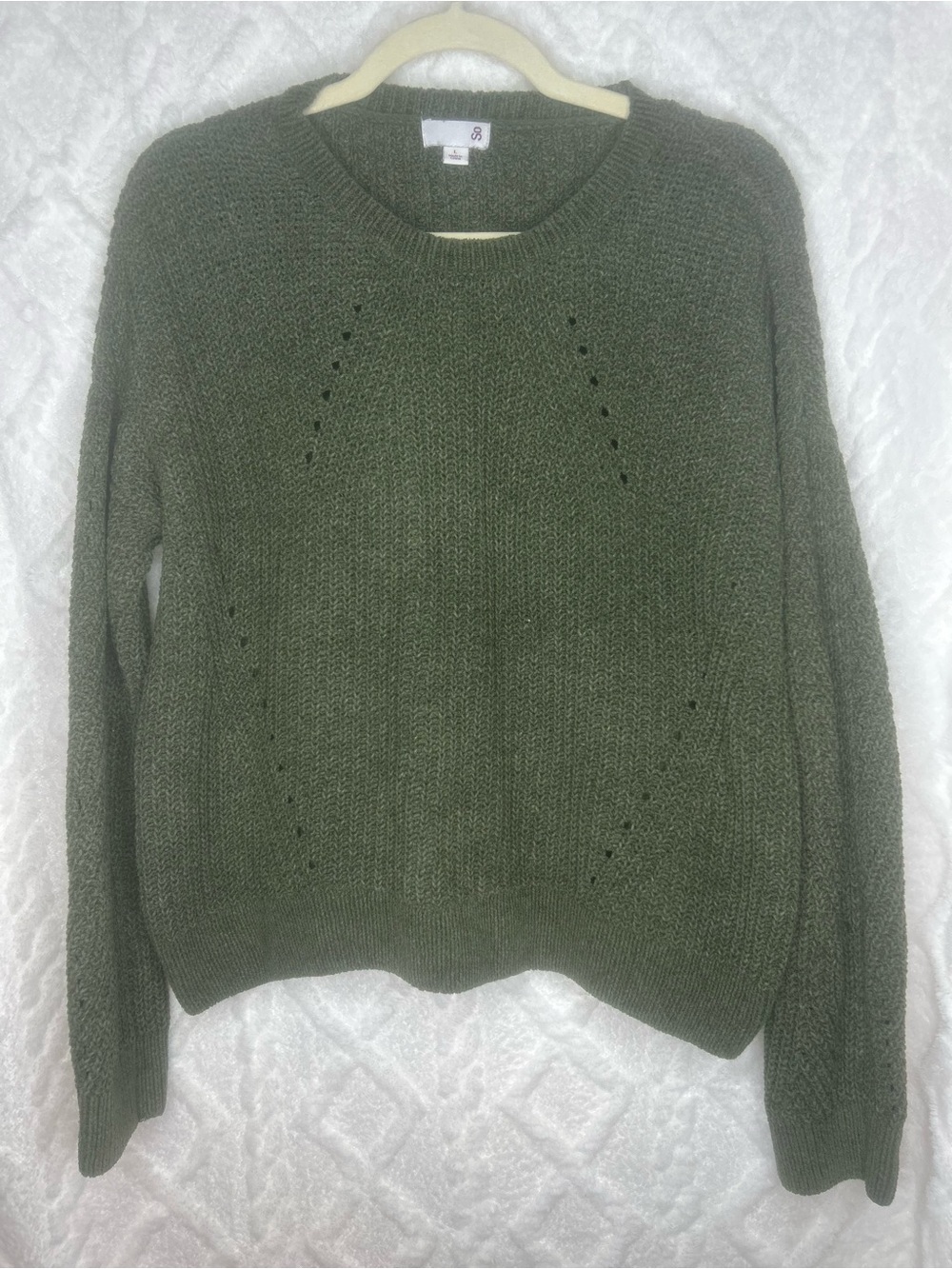 SO Olive Green Crewneck Knit Sweater